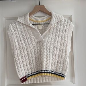 Cable Knit Sweater Vest - Cream